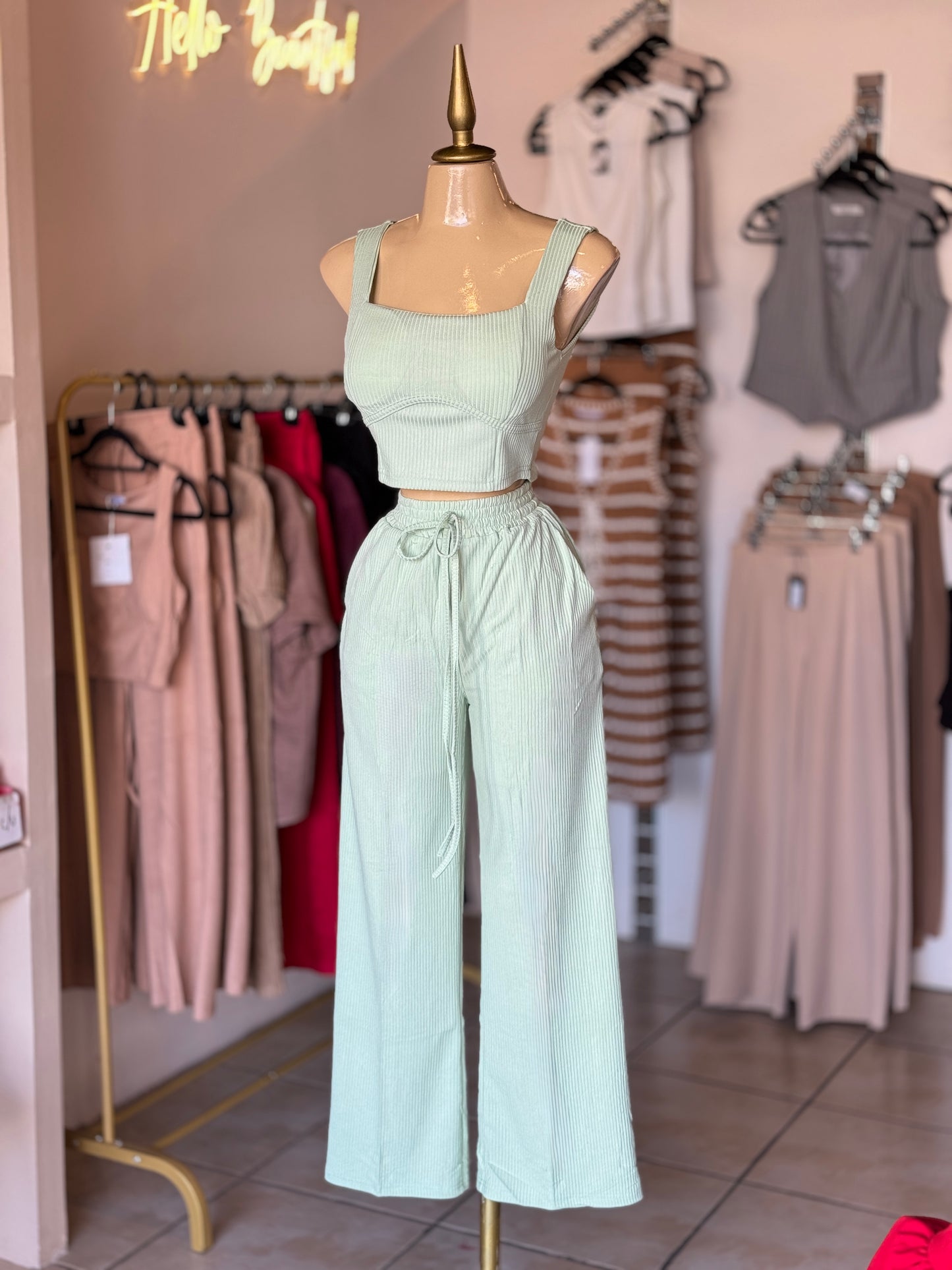 af-10 Conjunto top + pantalón elástico QS095