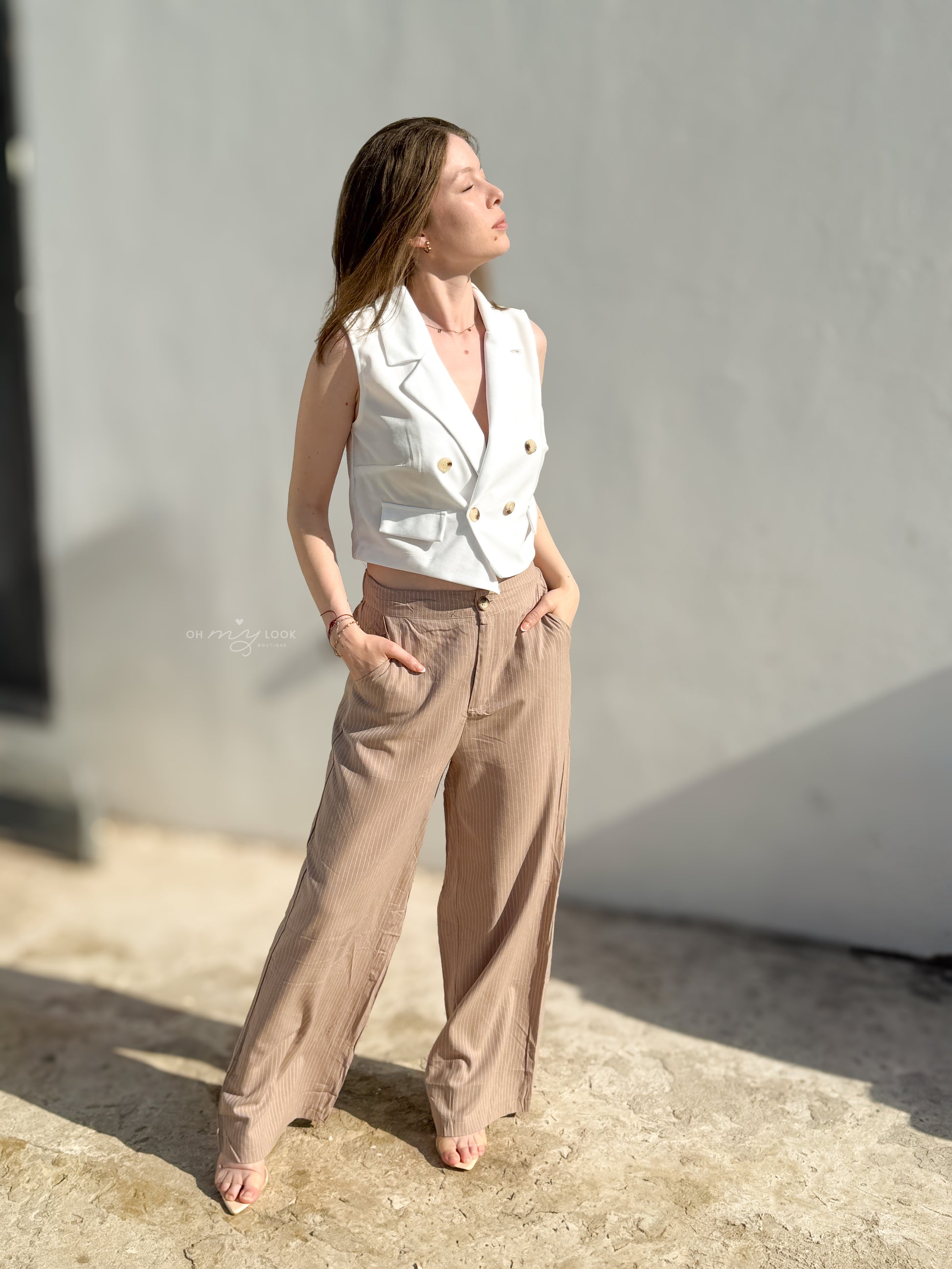 JS-53 pantalón de tela a rayas