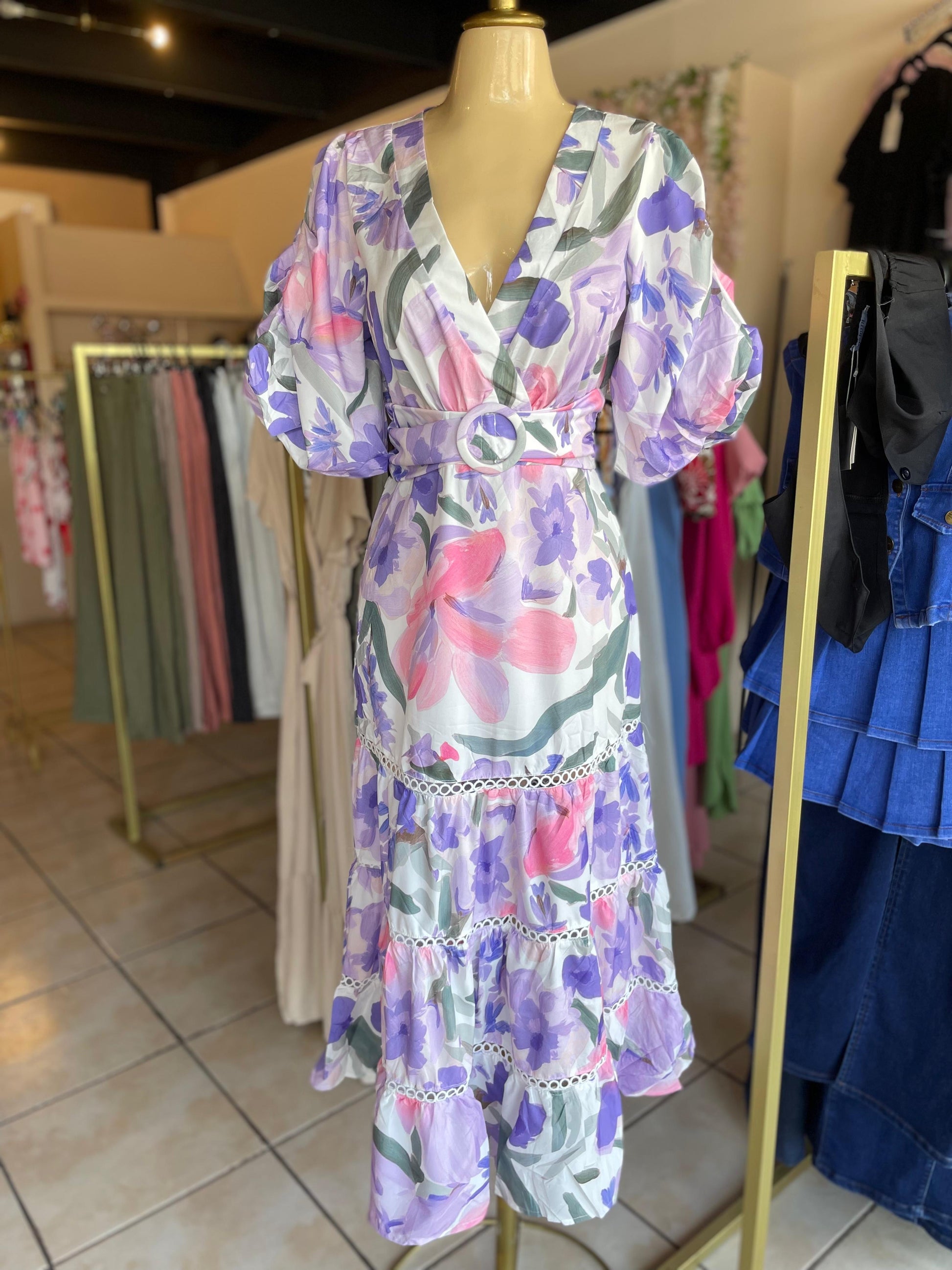 AF-101 vestido midi floral