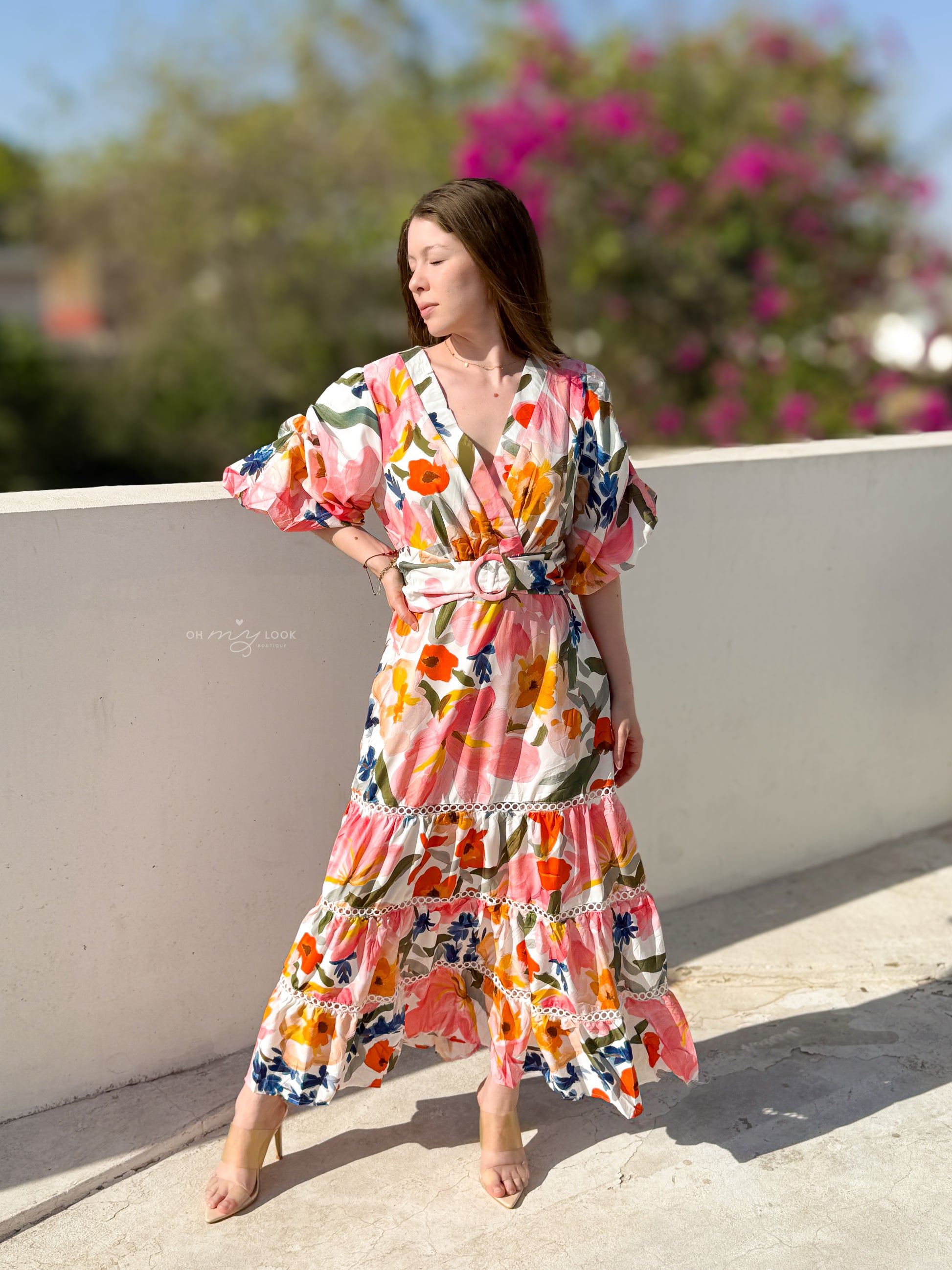 AF-101 vestido midi floral