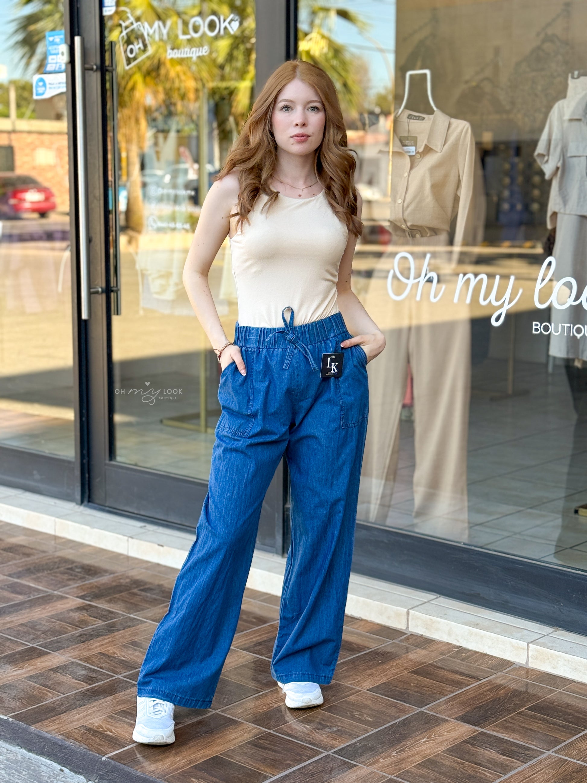 JS-57 PANTALON SUELTO DE MEZCLILLA SUAVIZADA