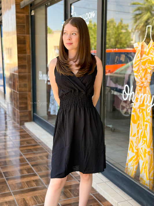 OML-15 VESTIDO CON ESCOTE EN V