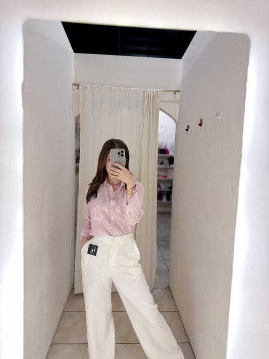AF-67 camisa de lino a rayas