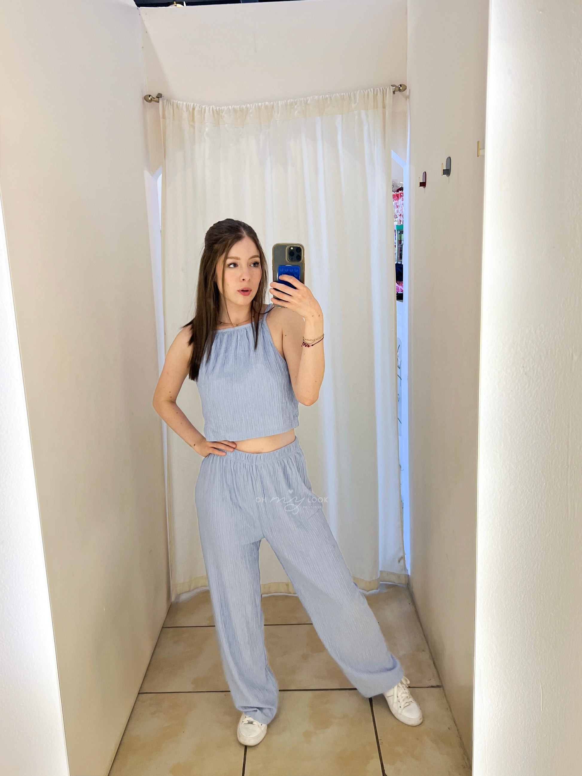 OML-09 conjunto top tirantes pantalón