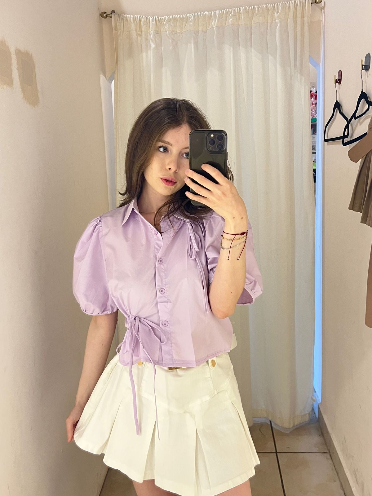 JS-27 BLUSA MANGA CORTA CON MOÑITOS (QH08282)