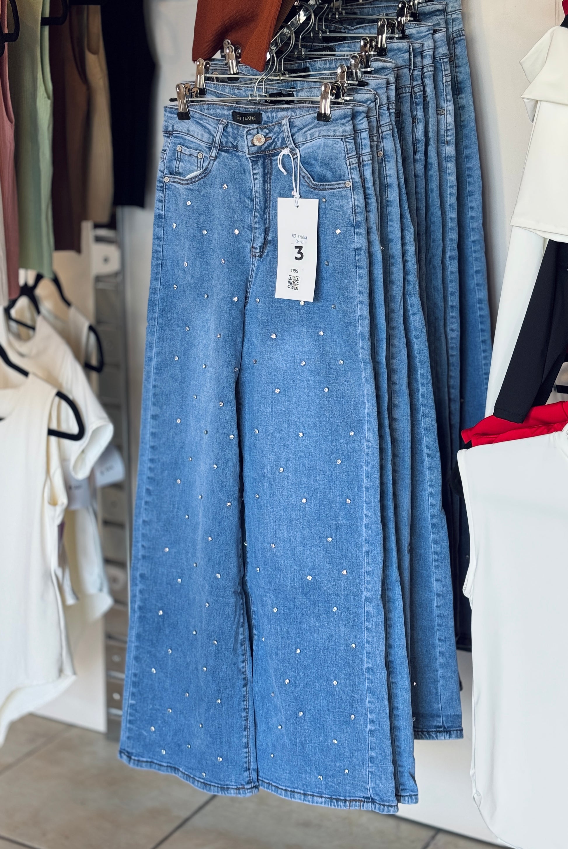 Pantalón Mezclilla con Cristales