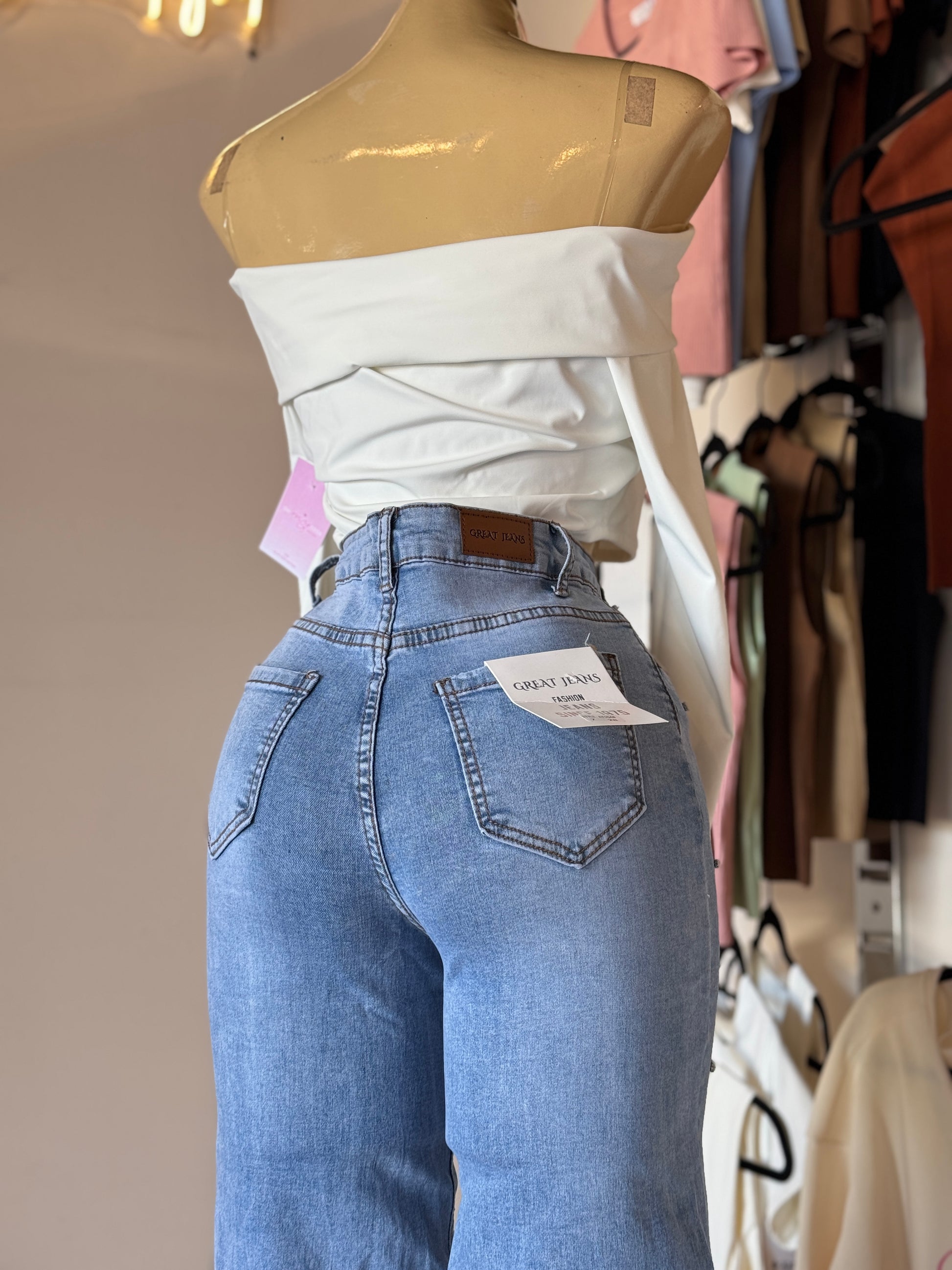 Pantalón Mezclilla con Cristales