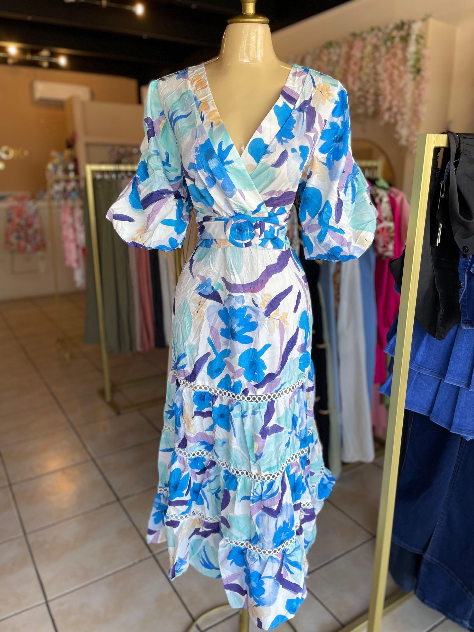 AF-101 vestido midi floral