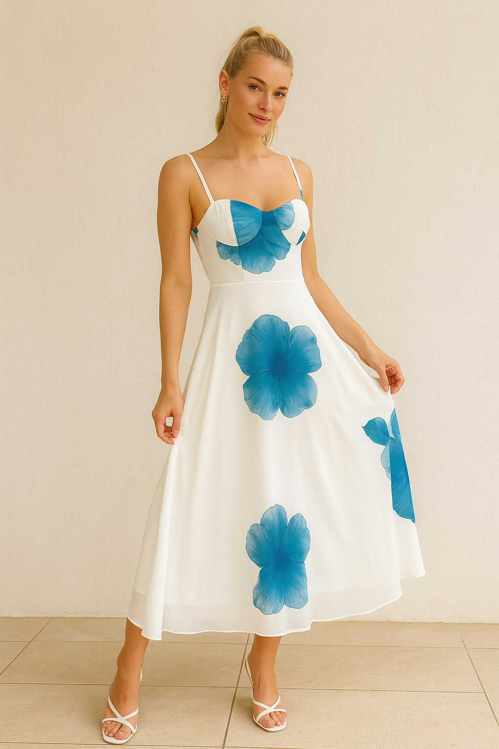 AF vestido floral largo con copa