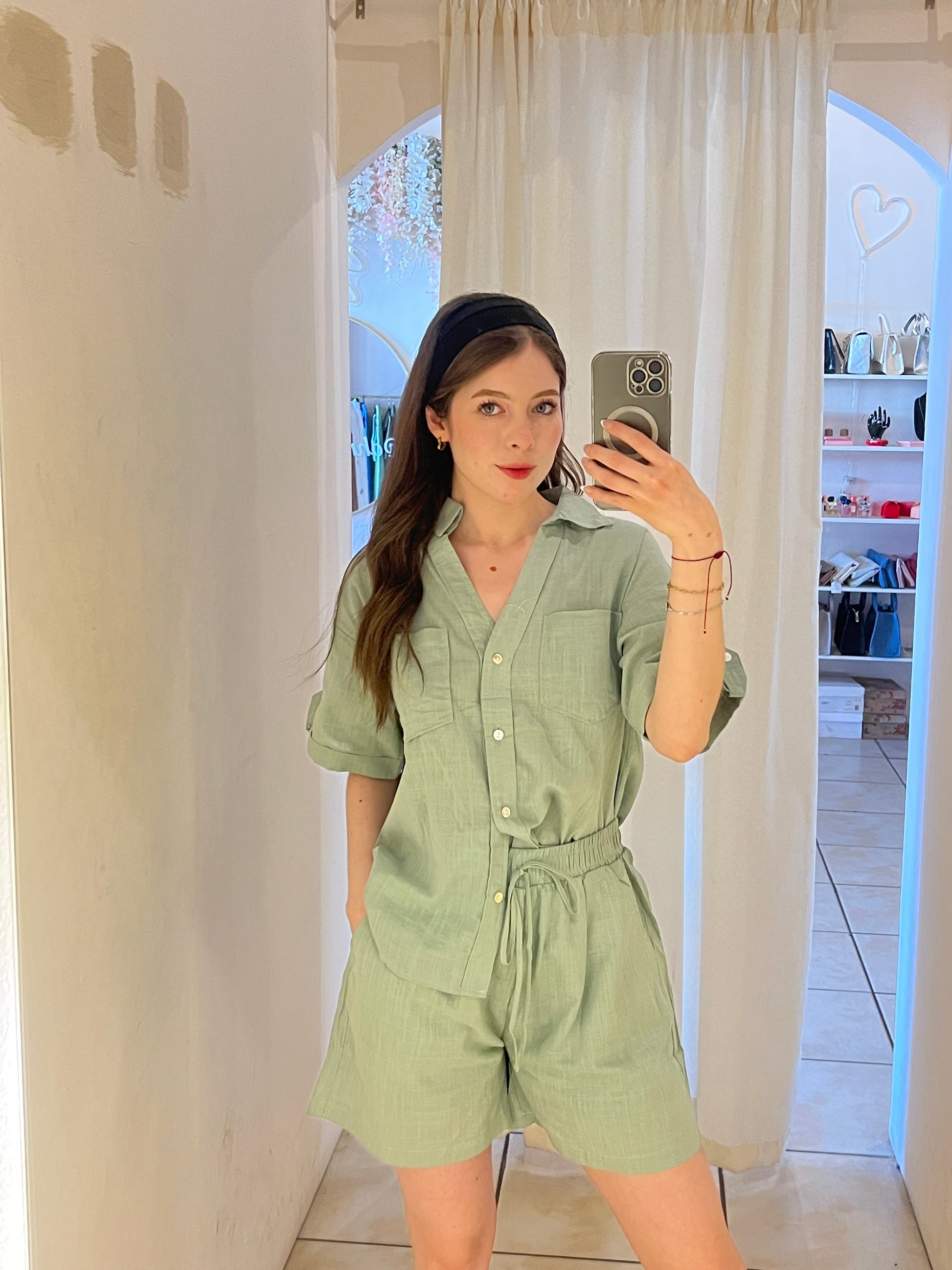 af-14 Set camisa y shorts lino