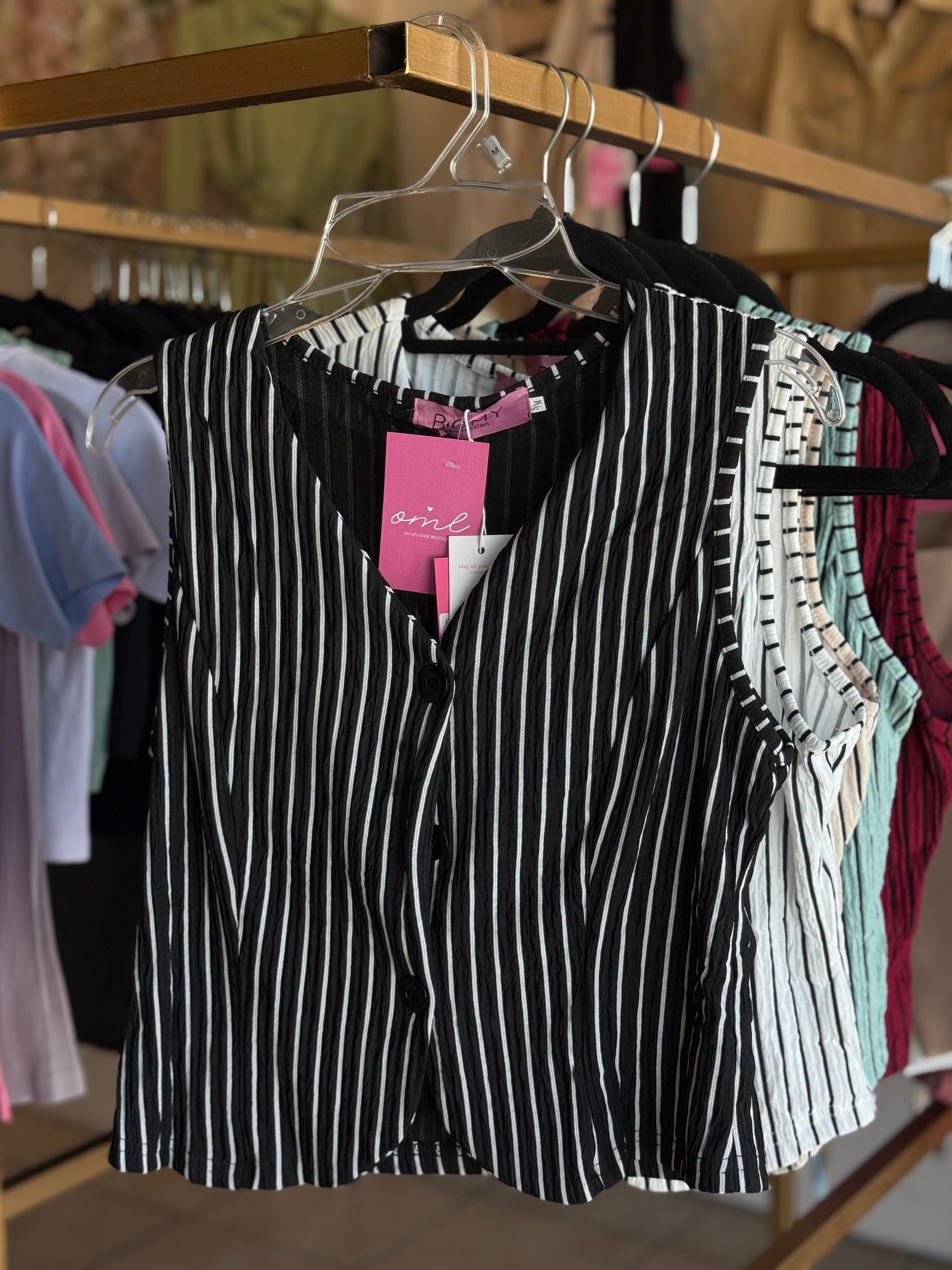 OML conjunto chaleco rayado