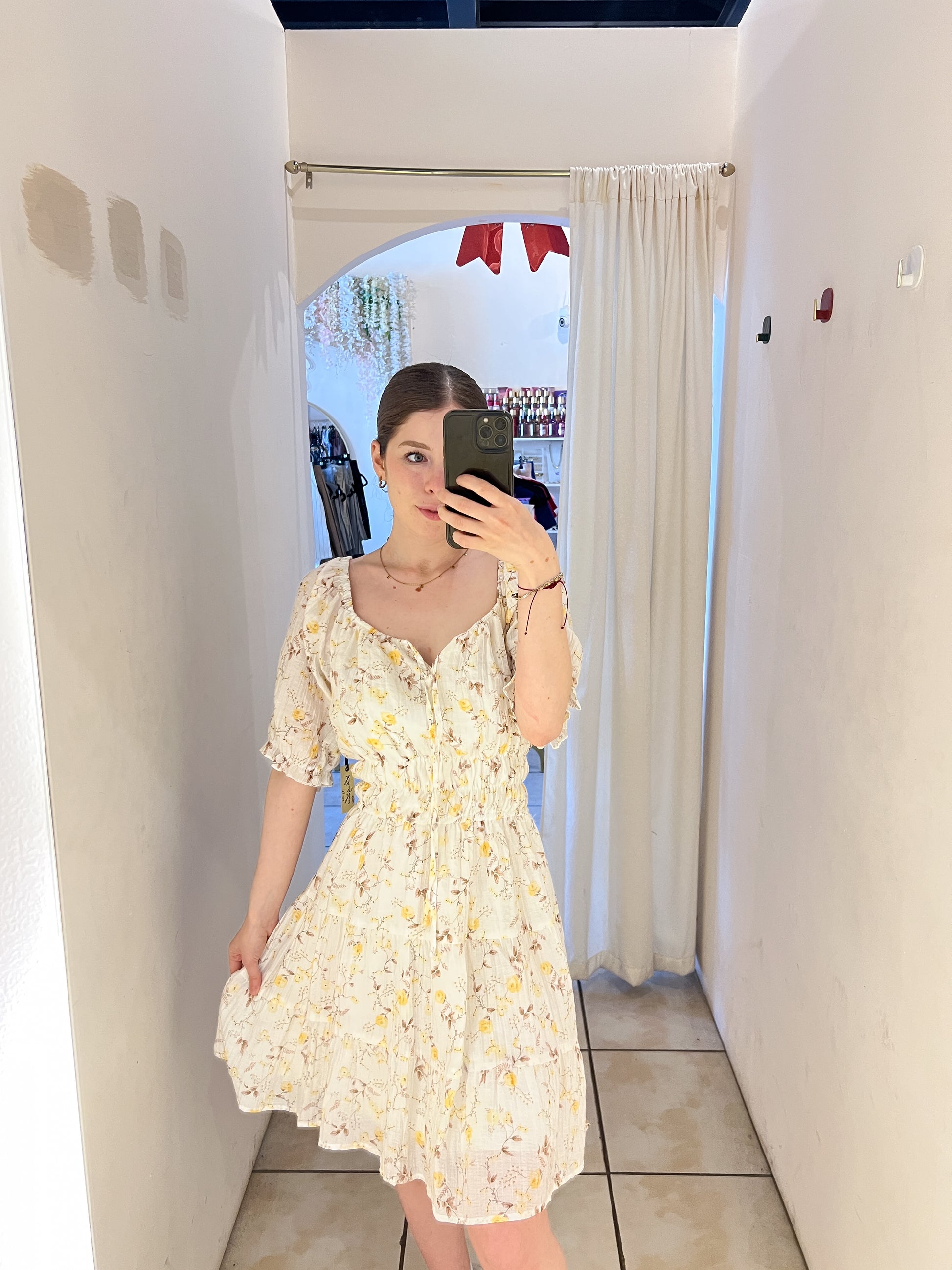 JS-07 vestido blanco flores amarillas