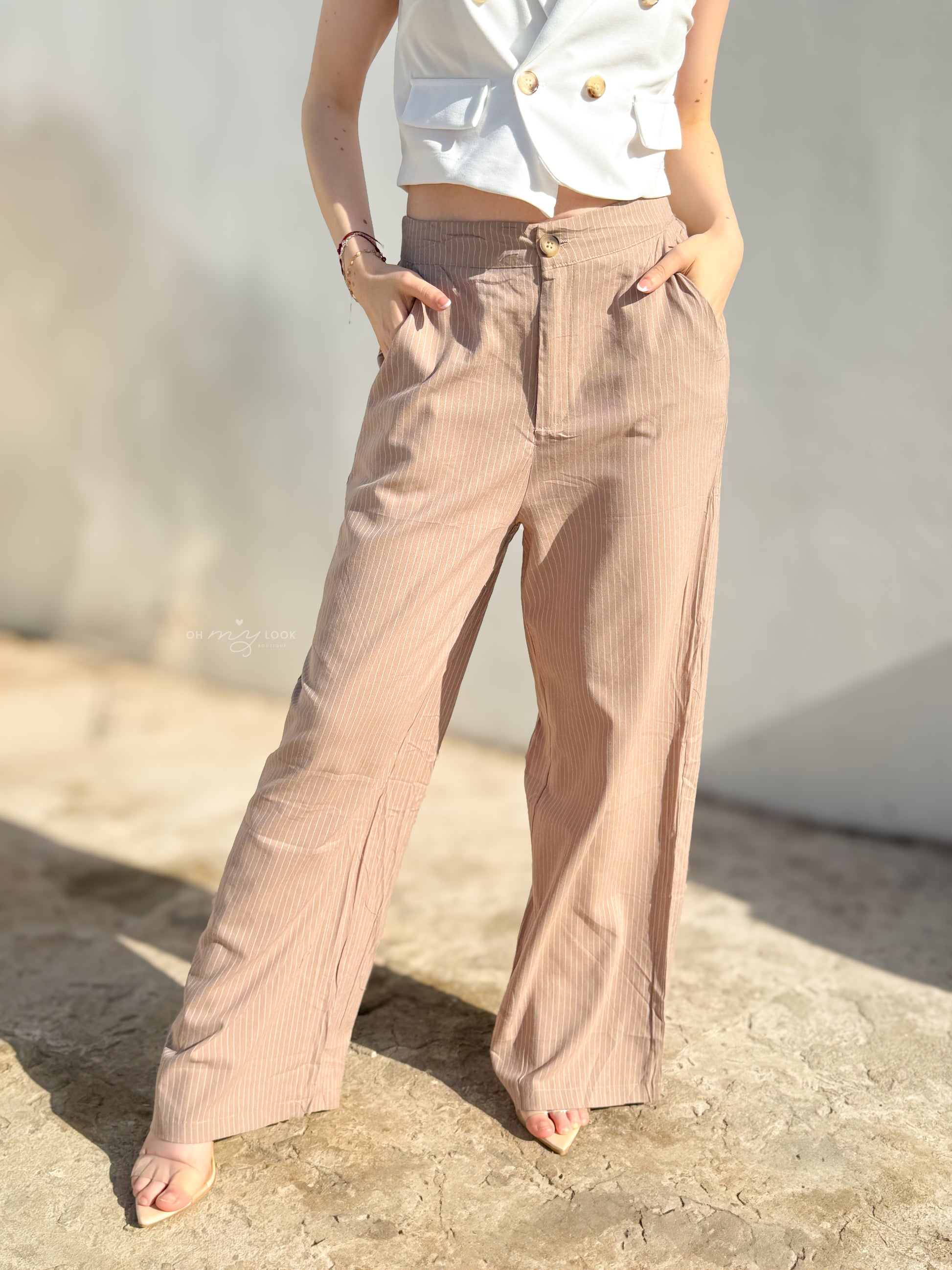 JS-53 pantalón de tela a rayas
