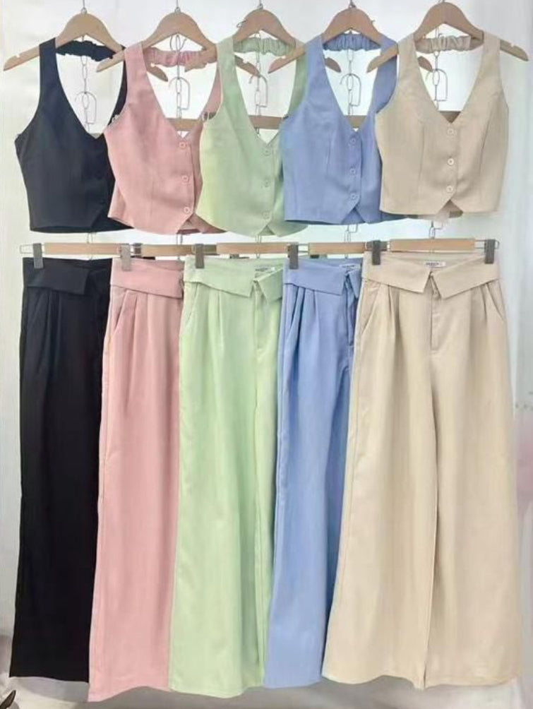 AF-98 conjunto chaleco halter con pantalón